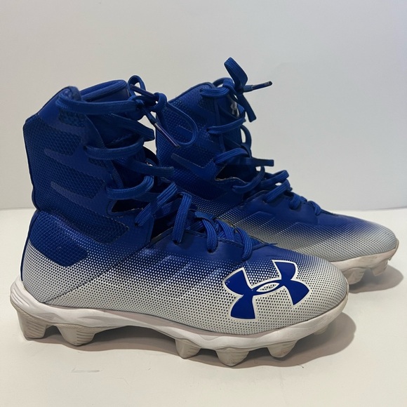 Under Armour High Tops Blue White 1.5Y Cleats 3000195-400 - Picture 1 of 11